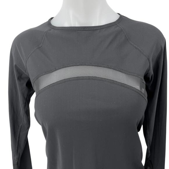 Lululemon Women's Black Mesh Long Sleeve Workout Athletic T Shirt Top Size 4 - Picture 3 of 4